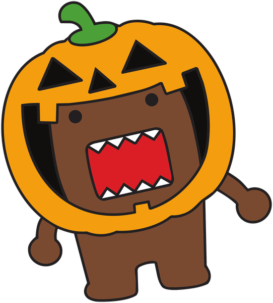 Domo in a jack-o'-lantern costume